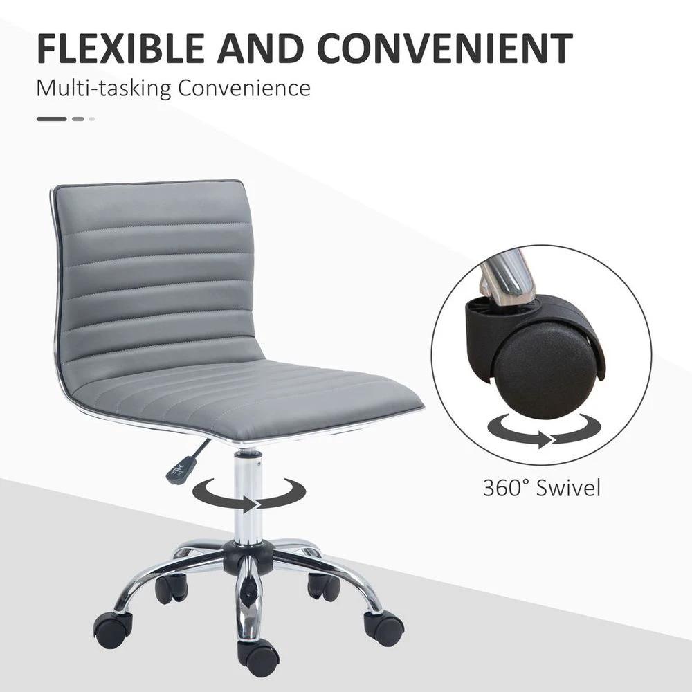 HOMCOM HOMCOM Armless Mid-Back Adjustable Office Chair with 360 Swivel Light Grey - Office Chair
