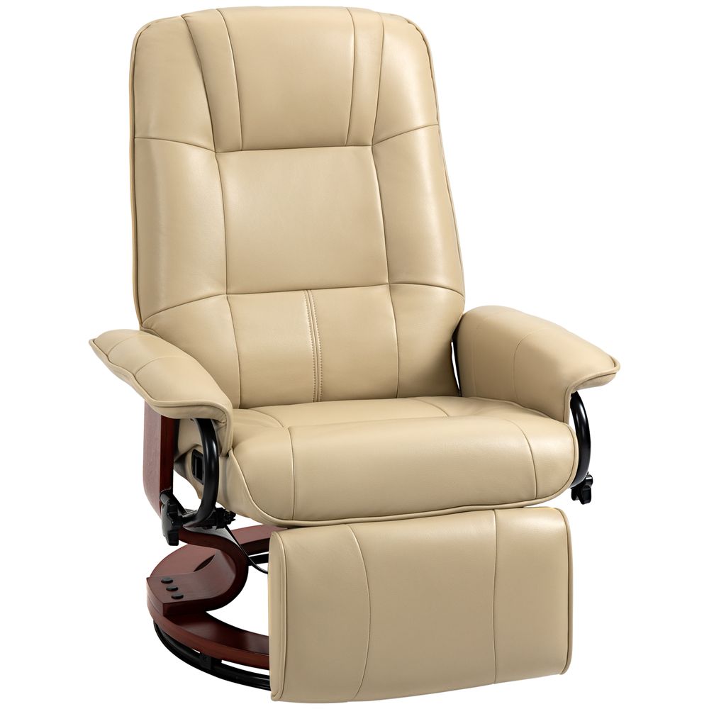 HOMCOM Ergonomic Office Recliner Sofa Chair PU Leather Armchair Lounger Cream - Office Chair from HOMCOM