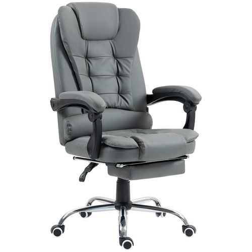 HOMCOM Executive Office Chair PU Leather Swivel Chair with Footrest Grey - Office Chair from HOMCOM