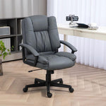 HOMCOM HOMCOM Faux Leather Home Office Chair Mid Back Desk Chair with Arms Dark Grey - Office Chair