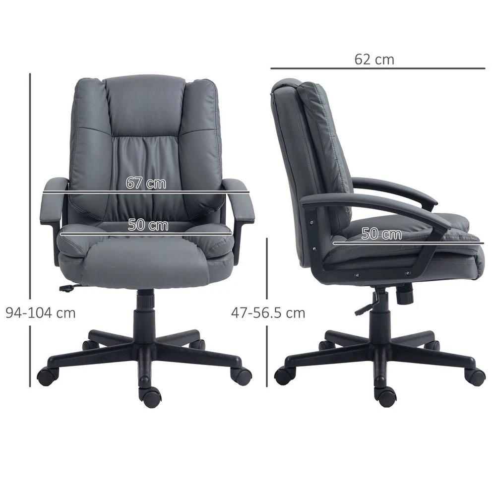 HOMCOM HOMCOM Faux Leather Home Office Chair Mid Back Desk Chair with Arms Dark Grey - Office Chair
