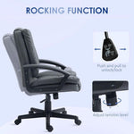 HOMCOM HOMCOM Faux Leather Home Office Chair Mid Back Desk Chair with Arms Dark Grey - Office Chair