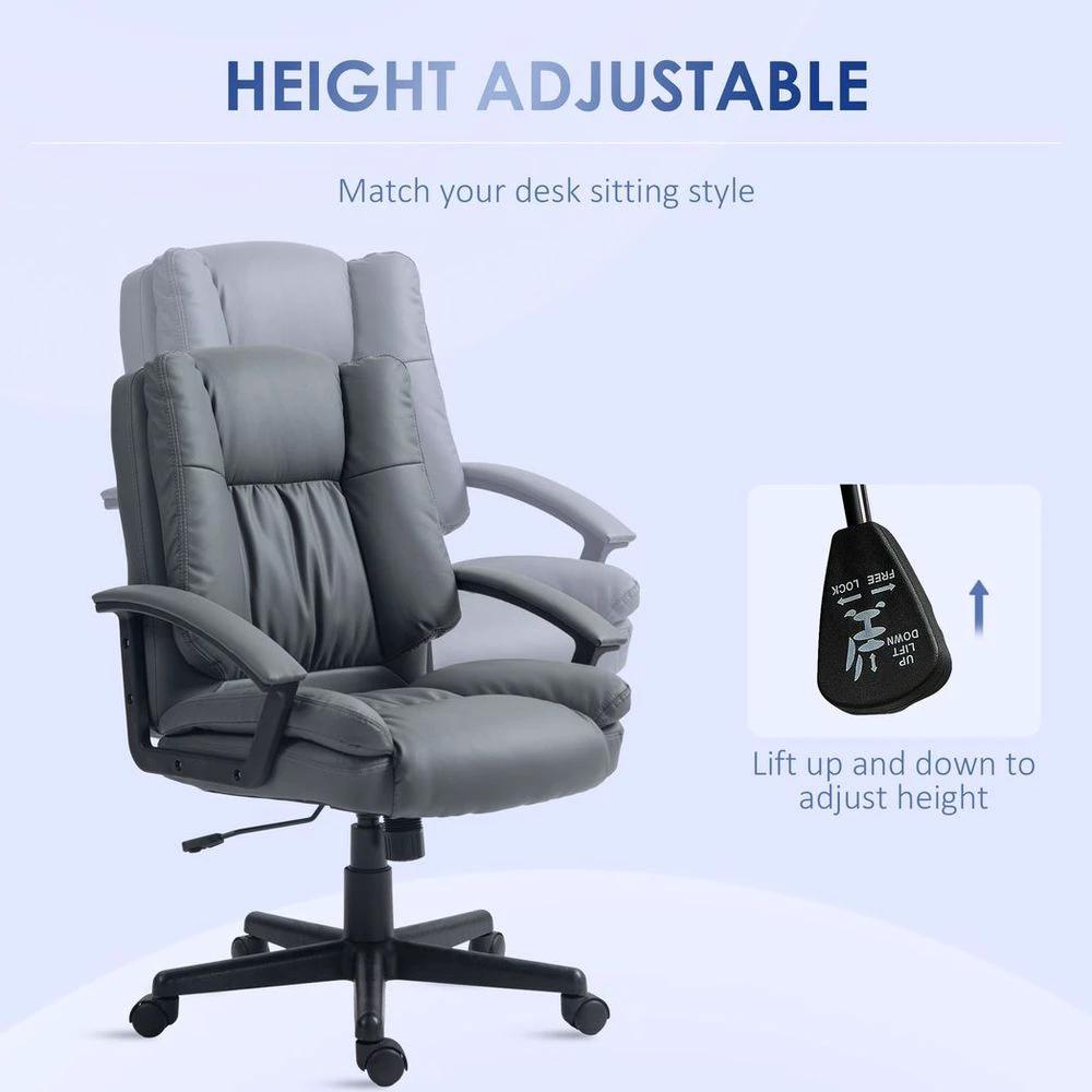 HOMCOM HOMCOM Faux Leather Home Office Chair Mid Back Desk Chair with Arms Dark Grey - Office Chair