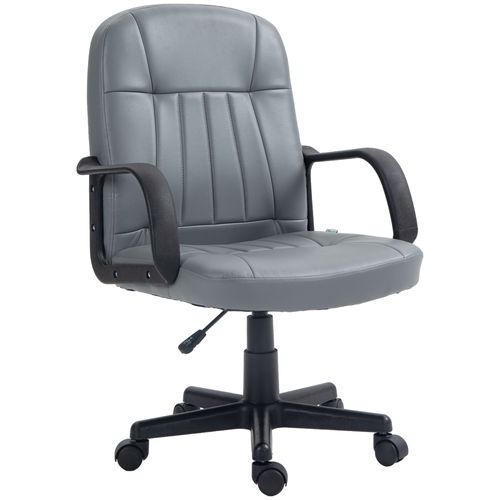 HOMCOM PU Leather Office Chair Swivel Home Mid-Back Computer Desk Chair, Grey - Office Chair from HOMCOM