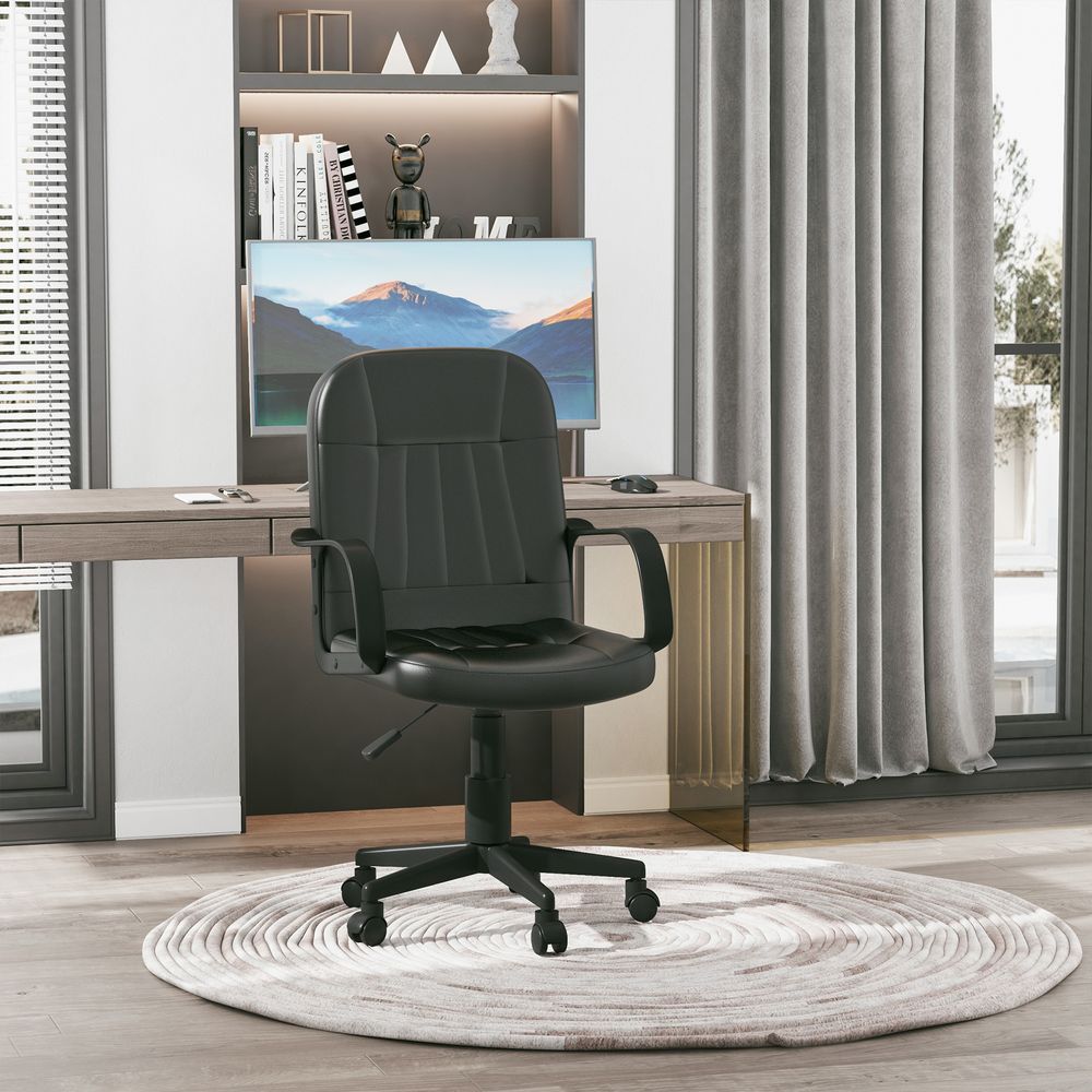 HOMCOM Swivel Executive Office Chair PU Leather Computer Desk Chair Office Furniture Gaming Seater - Black - Office Chair from HOMCOM