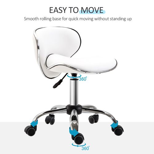 Office Chair Beauty Salon Rolling Technician Stool Chair Low Back White HOMCOM - Office Chair from HOMCOM