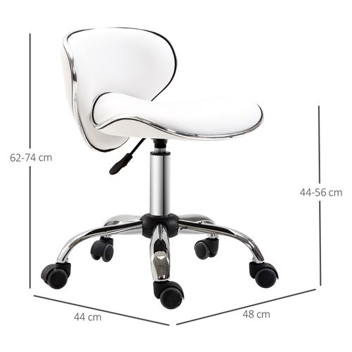 Office Chair Beauty Salon Rolling Technician Stool Chair Low Back White HOMCOM - Office Chair from HOMCOM