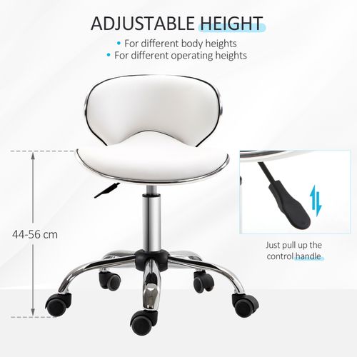 Office Chair Beauty Salon Rolling Technician Stool Chair Low Back White HOMCOM - Office Chair from HOMCOM