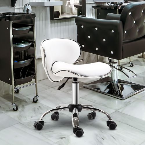 Office Chair Beauty Salon Rolling Technician Stool Chair Low Back White HOMCOM - Office Chair from HOMCOM