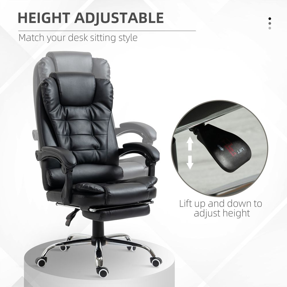 PU Leather Home Office Chair High Back Computer Chair with Swivel Wheels Black - Office Chair from HOMCOM