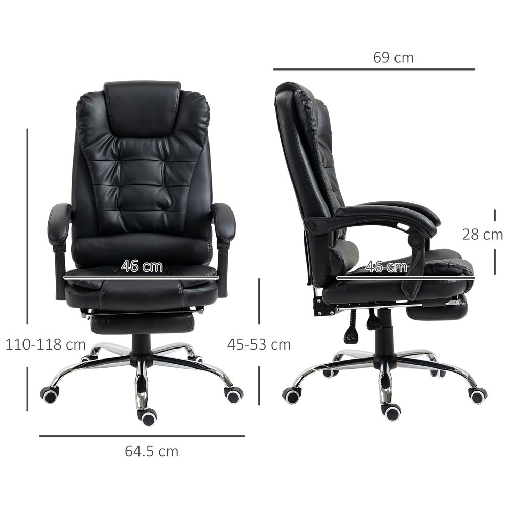 PU Leather Home Office Chair High Back Computer Chair with Swivel Wheels Black - Office Chair from HOMCOM