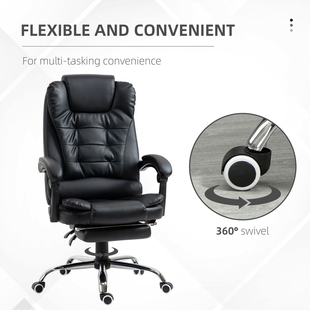 PU Leather Home Office Chair High Back Computer Chair with Swivel Wheels Black - Office Chair from HOMCOM