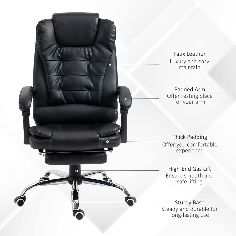PU Leather Home Office Chair High Back Computer Chair with Swivel Wheels Black - Office Chair from HOMCOM