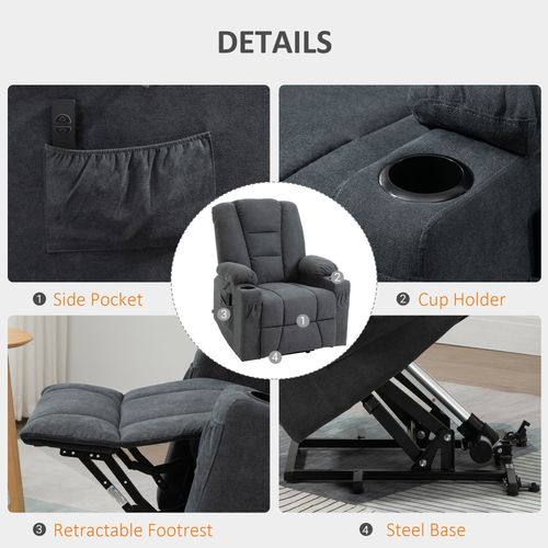 Riser and Recliner Chair w/ Remote, Lift Chair for the Elderly, Grey - Office Chair from HOMCOM
