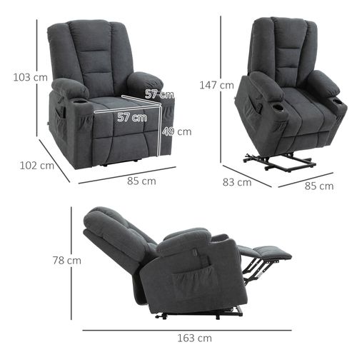 Riser and Recliner Chair w/ Remote, Lift Chair for the Elderly, Grey - Office Chair from HOMCOM