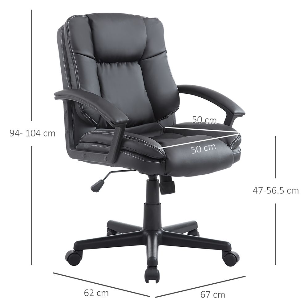 Swivel Executive Office Chair Mid Back PU Leather Chair w/ Arm, Black HOMCOM - Office Chair from HOMCOM