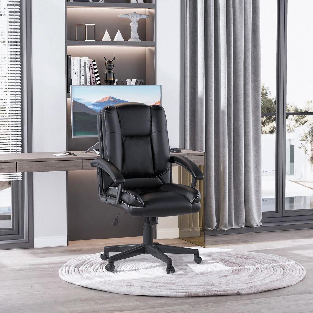 HOMCOM Swivel Executive Office Chair Mid Back PU Leather Chair w/ Arm, Black HOMCOM - Office Chair