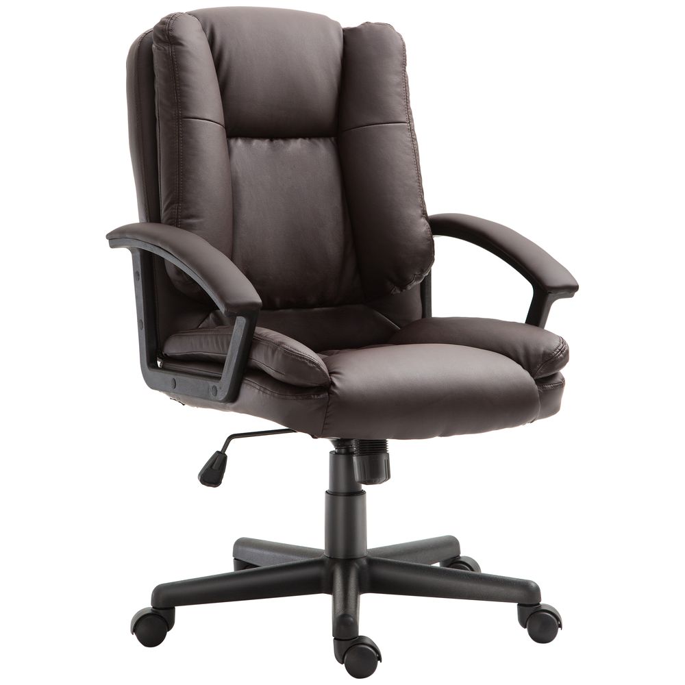 Swivel Executive Office Chair Mid Back PU Leather Chair w/ Arm, Brown HOMCOM - Office Chair from HOMCOM