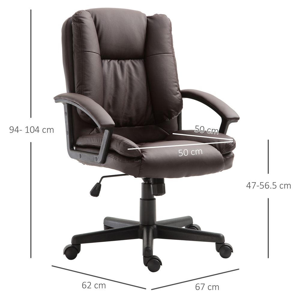 Swivel Executive Office Chair Mid Back PU Leather Chair w/ Arm, Brown HOMCOM - Office Chair from HOMCOM
