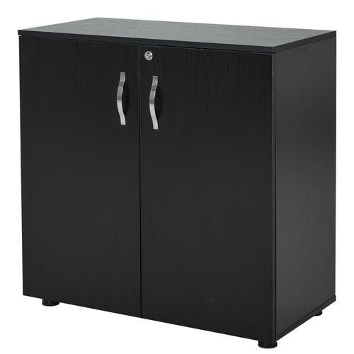 2-Tier Locking Office Storage Cabinet File Organisation w/ 2 Keys Black HOMCOM - Office Storage from HOMCOM