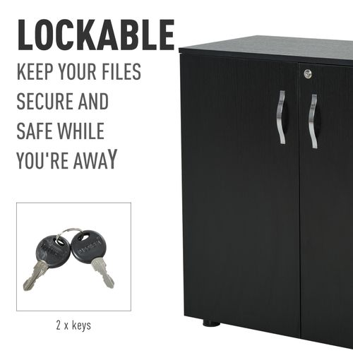 2-Tier Locking Office Storage Cabinet File Organisation w/ 2 Keys Black HOMCOM - Office Storage from HOMCOM