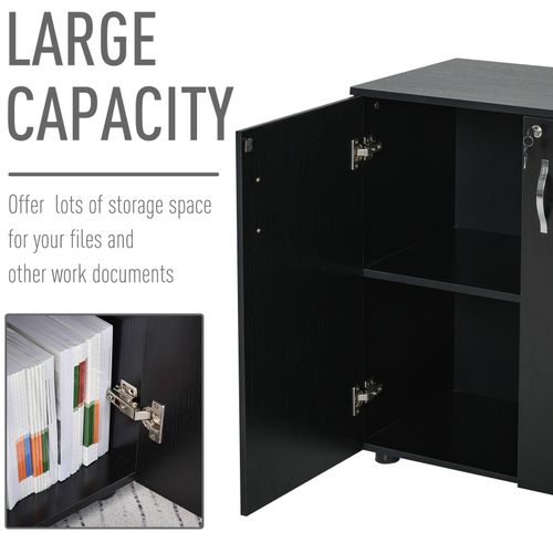 2-Tier Locking Office Storage Cabinet File Organisation w/ 2 Keys Black HOMCOM - Office Storage from HOMCOM