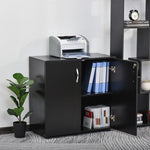 2-Tier Locking Office Storage Cabinet File Organisation w/ 2 Keys Black HOMCOM - Office Storage from HOMCOM