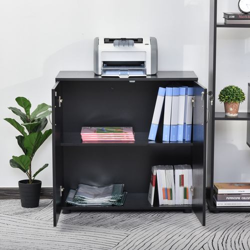 2-Tier Locking Office Storage Cabinet File Organisation w/ 2 Keys Black HOMCOM - Office Storage from HOMCOM