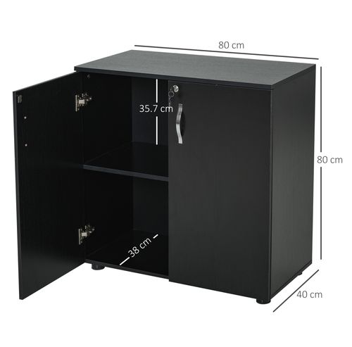2-Tier Locking Office Storage Cabinet File Organisation w/ 2 Keys Black HOMCOM - Office Storage from HOMCOM