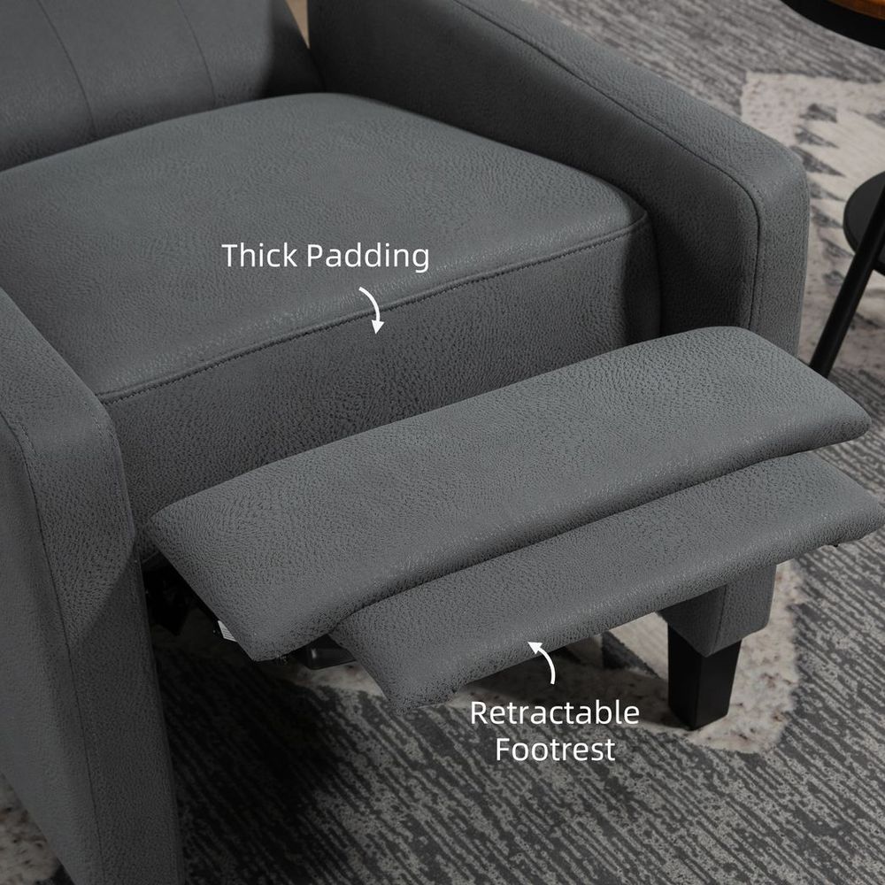 Button Tufted Microfibre Cloth Recliner Armchair for Living Room, Grey - Recliner from HOMCOM