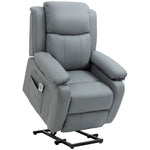 Electric Power Lift Recliner Chair with Massage Vibration Side Pocket, Grey - Recliner from HOMCOM