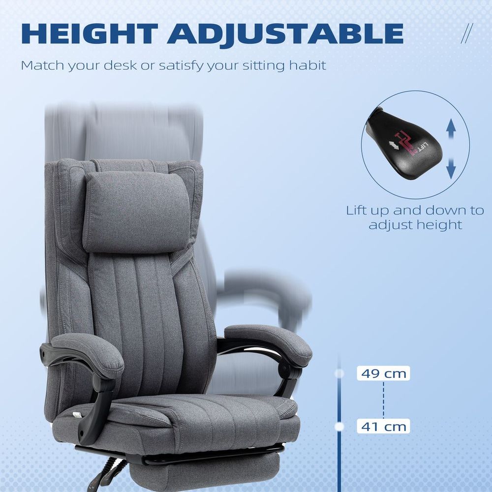 Executive Office Chair Reclining Office Chair with Headrest Dark Grey - Recliner from HOMCOM