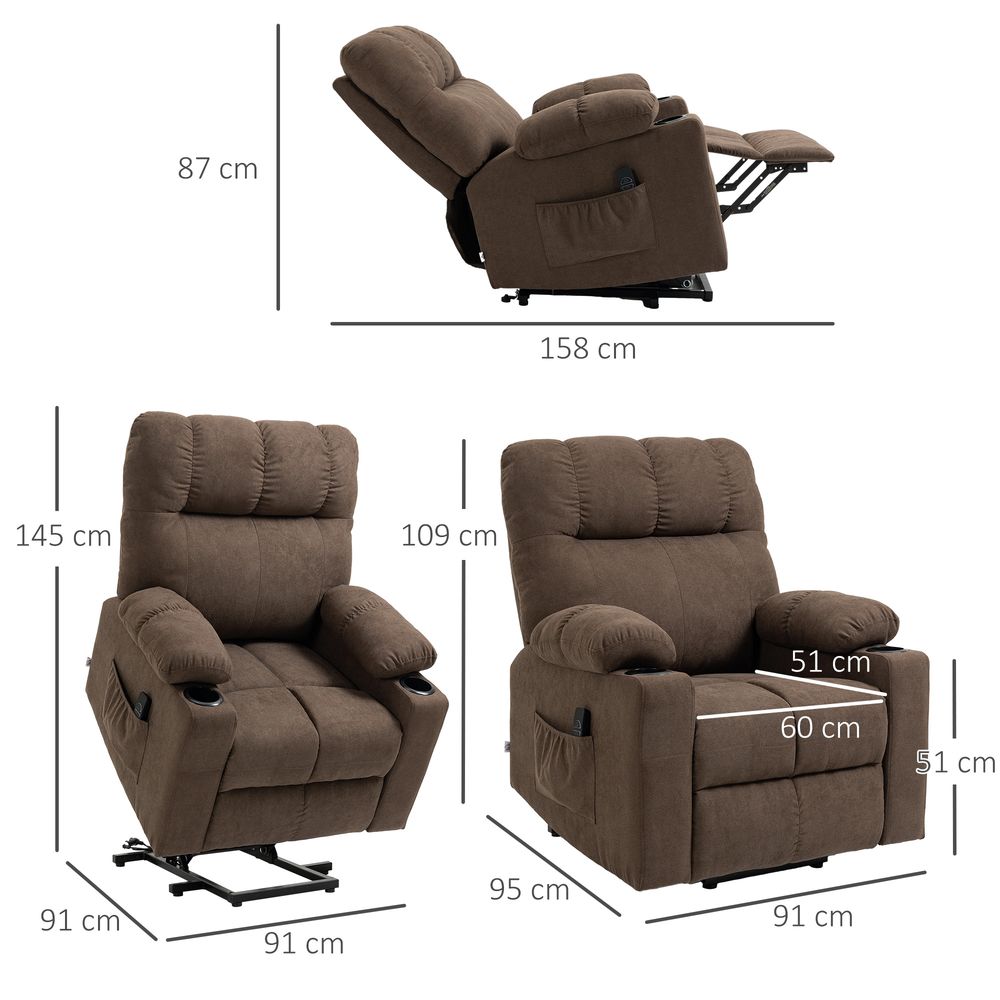 Heavy Duty Riser and Recliner Chair Lift Chair for the Elderly, Brown - Recliner from HOMCOM