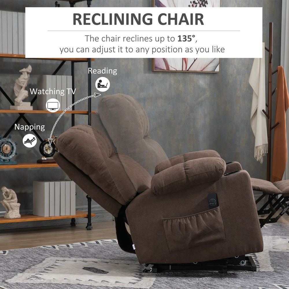 Heavy Duty Riser and Recliner Chair Lift Chair for the Elderly, Brown - Recliner from HOMCOM