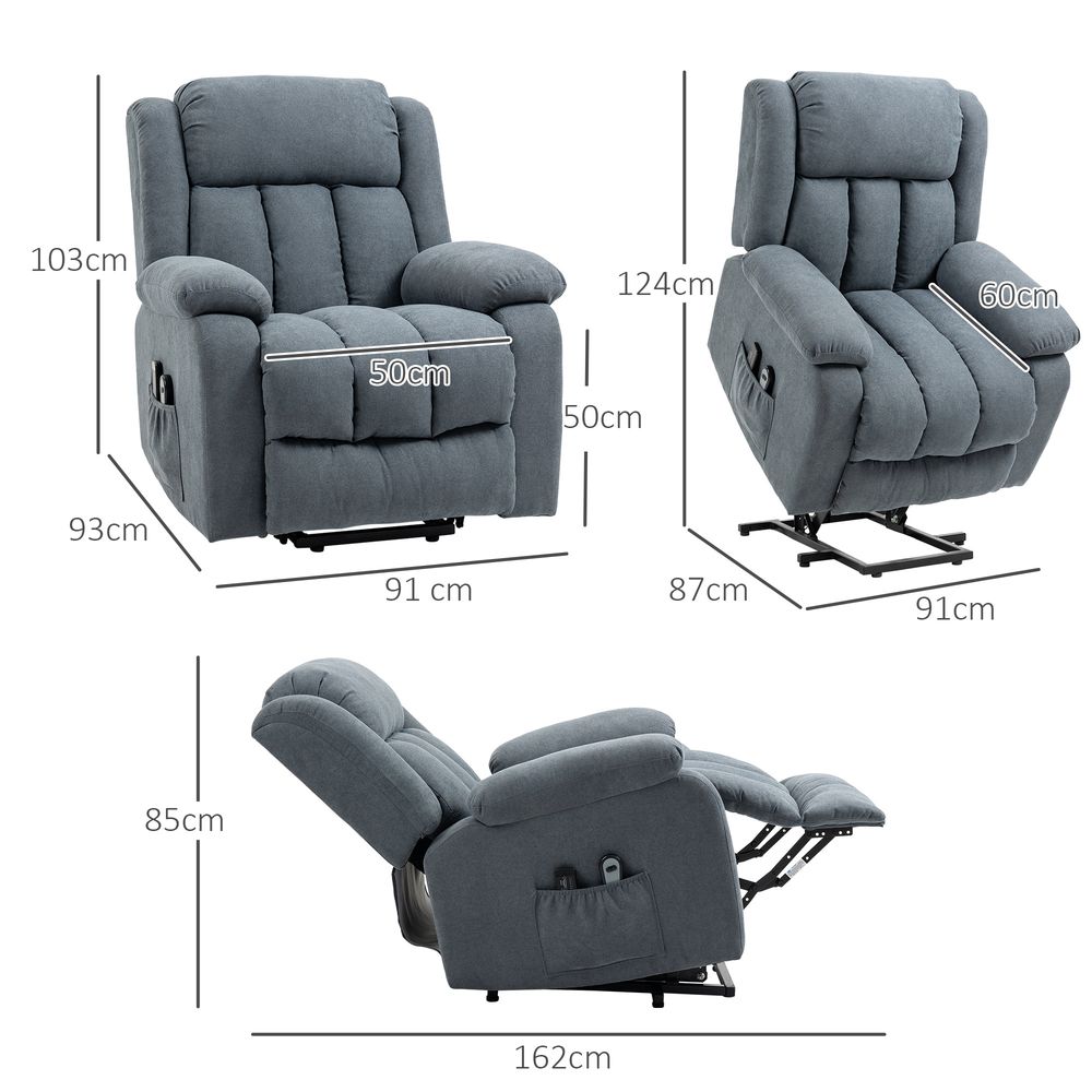 Heavy Duty Riser and Recliner Chair Lift Chair for the Elderly Dark Grey - Recliner from HOMCOM