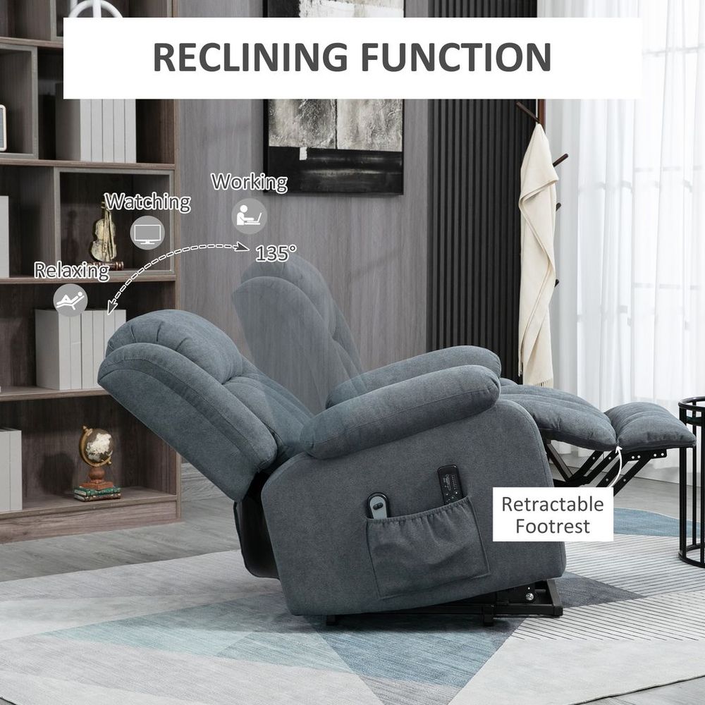 Heavy Duty Riser and Recliner Chair Lift Chair for the Elderly Dark Grey - Recliner from HOMCOM