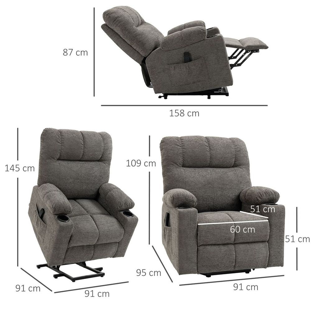 Heavy Duty Riser and Recliner Chair Lift Chair for the Elderly, Grey - Recliner from HOMCOM