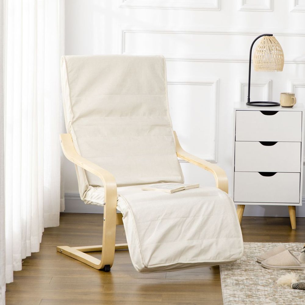 Lounge Chair Recliner Adjustable Footrest Home Cream White - Recliner from HOMCOM