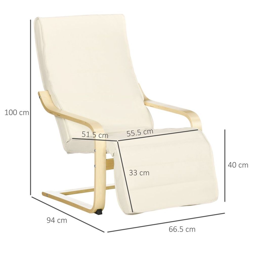 Lounge Chair Recliner Adjustable Footrest Home Cream White - Recliner from HOMCOM
