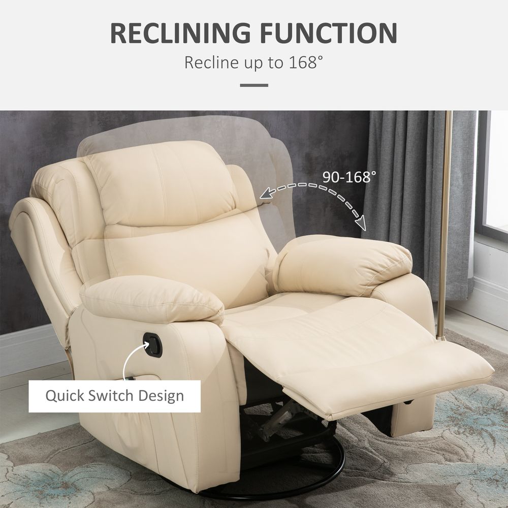 Massage Recliner Chair Manual Reclining Chair with Footrest Remote Beige - Recliner from HOMCOM