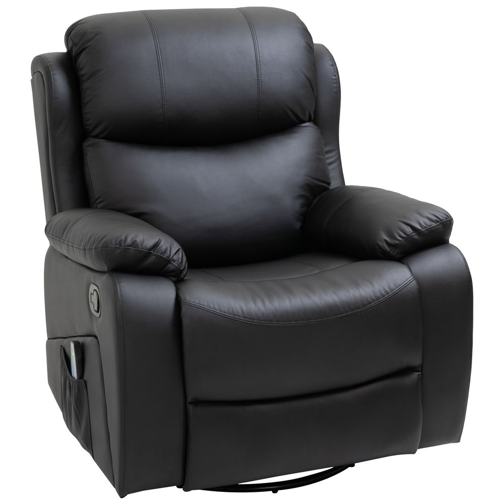 Massage Recliner Chair Manual Reclining Chair with Footrest Remote Black - Recliner from HOMCOM