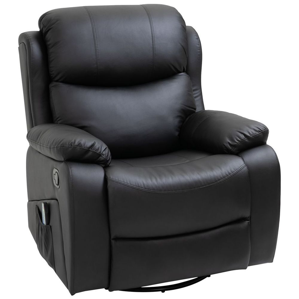 Massage Recliner Chair Manual Reclining Chair with Footrest Remote Black - Recliner from HOMCOM