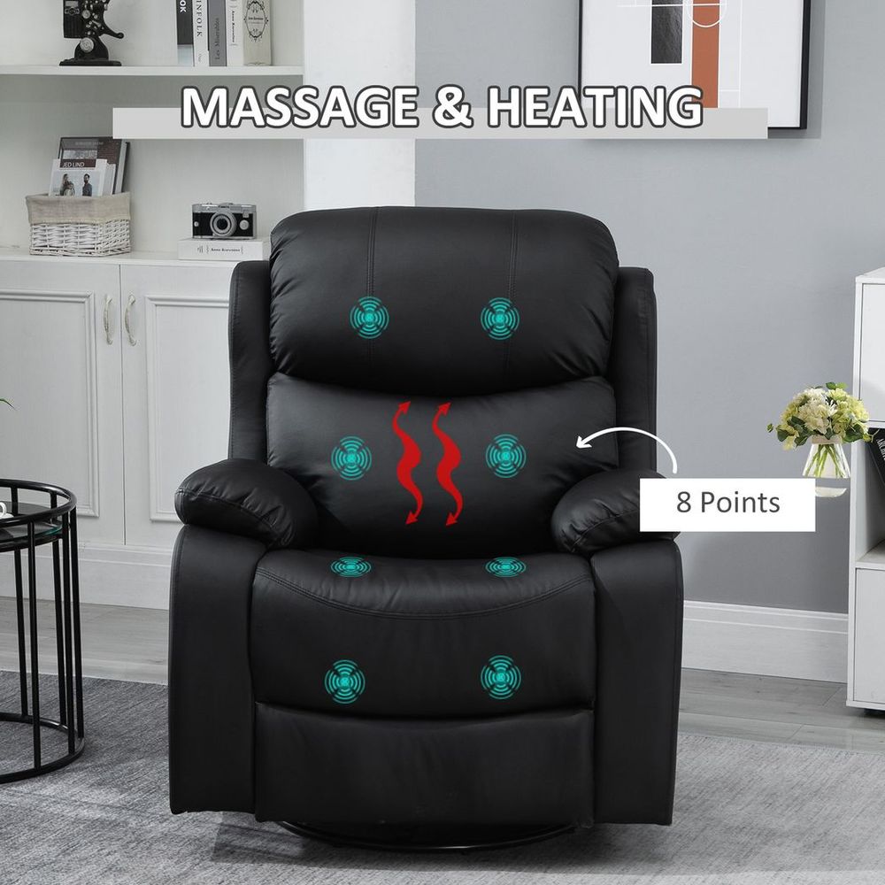 Massage Recliner Chair Manual Reclining Chair with Footrest Remote Black - Recliner from HOMCOM