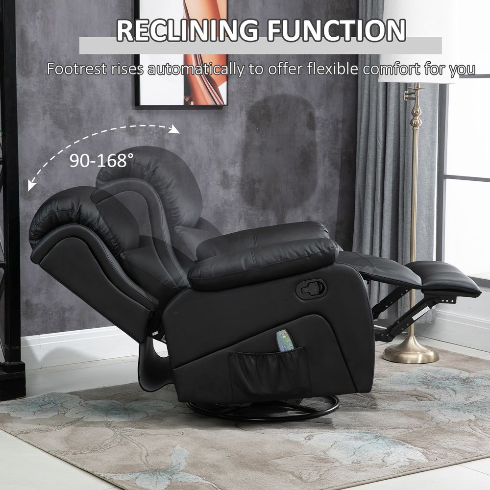 Massage Recliner Chair Manual Reclining Chair with Footrest Remote Black - Recliner from HOMCOM