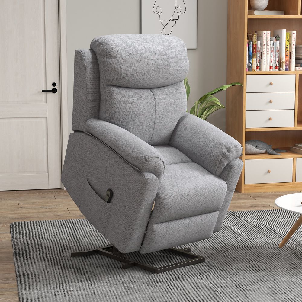 Power Lift Chair Electric Riser Recliner with Remote Control, Grey - Recliner from HOMCOM