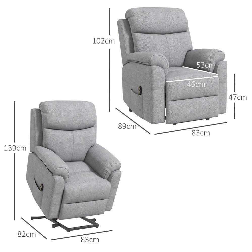 Power Lift Chair Electric Riser Recliner with Remote Control, Grey - Recliner from HOMCOM