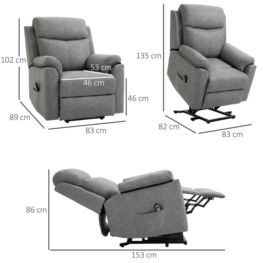 Power Lift Chair Electric Riser Recliner with Remote Control, Grey - Recliner from HOMCOM