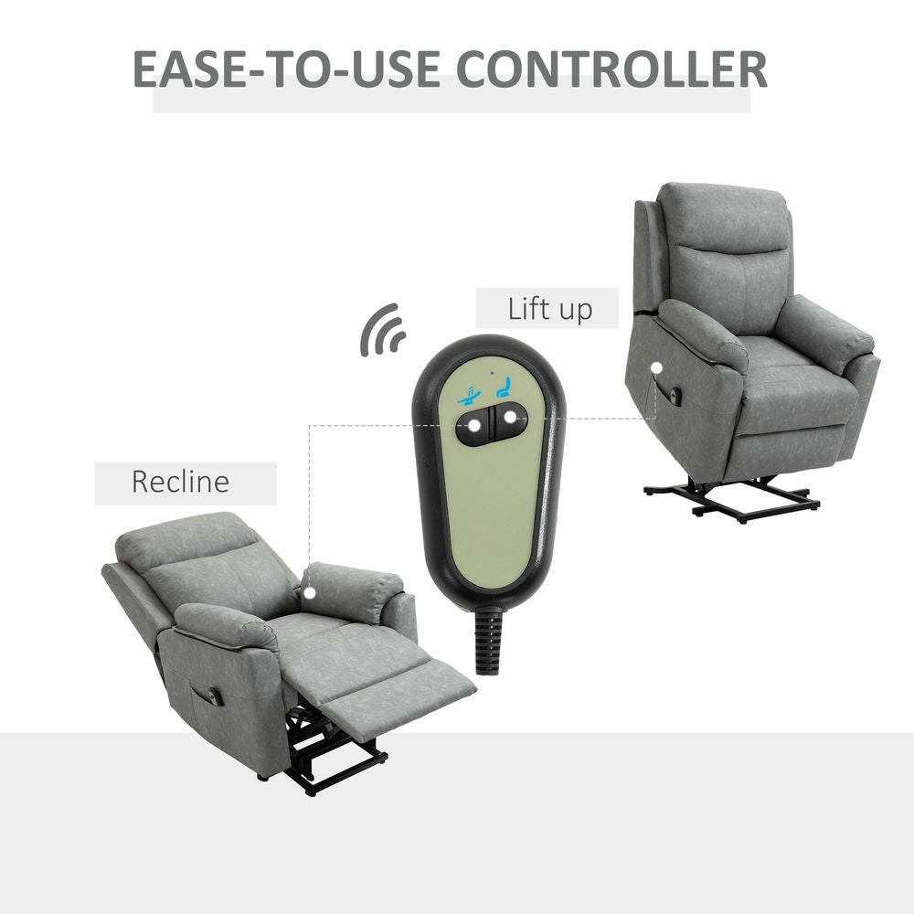 Power Lift Chair Electric Riser Recliner with Remote Control, Grey - Recliner from HOMCOM