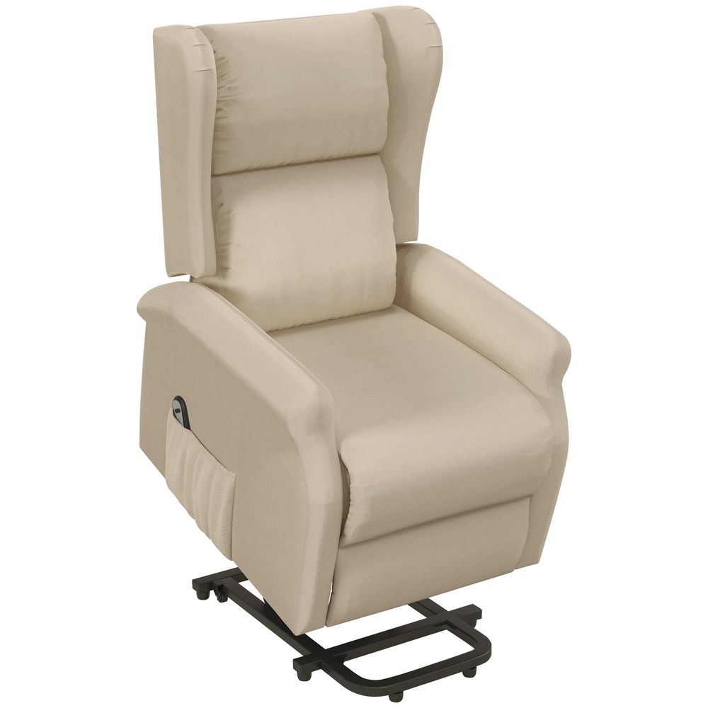 Power Lift Chair for the Elderly Fabric Recliner Armchair w/ Remote Beige - Recliner from HOMCOM