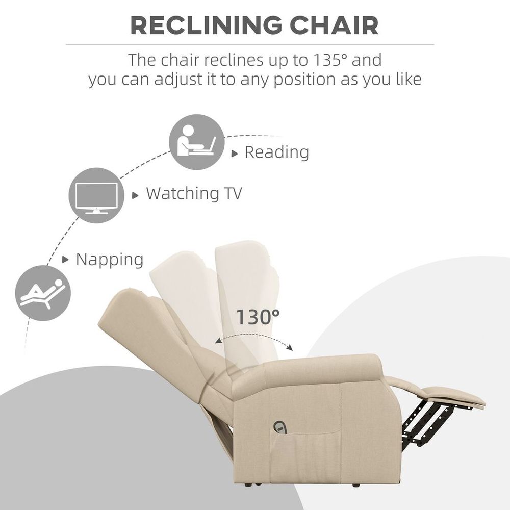Power Lift Chair for the Elderly Fabric Recliner Armchair w/ Remote Beige - Recliner from HOMCOM